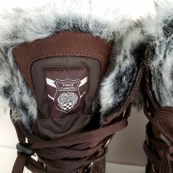Vince Camuto Furry Brown Winter Boots - Soft Furry Lining - Picture 3 of 10